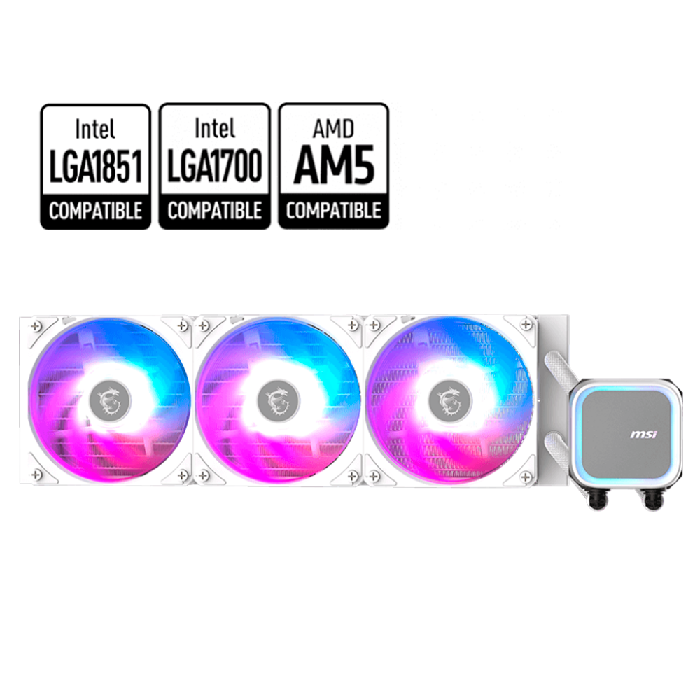 Enfriamiento Líquido MSI MAG CORELIQUID A13, 360MM /3x120mm, Hasta 2000RPM, Blanco, MAG CORELIQUID A13 360 WHITE, MSIB, Promo MSI