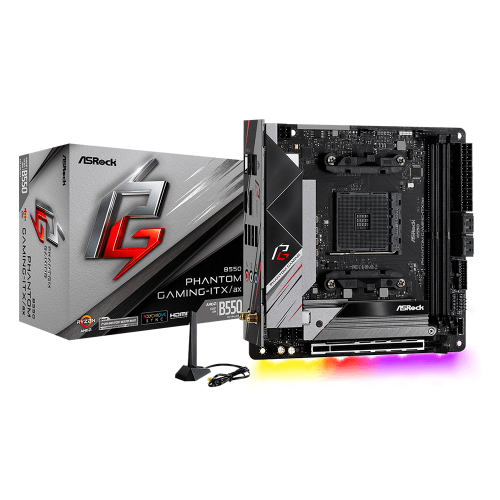 Tarjeta Madre ASRock B550 Phantom Gaming-ITX/AX, AMD AM4 Ryzen/ B550, HDMI, Up To 64GB DDR4, B550 PHANTOM GAMING-ITX/AX