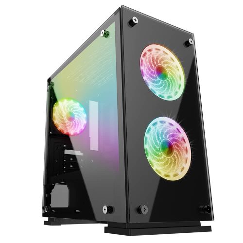 Gabinete Game Factor CSG550 LED RGB FAN, Micro ATX, Sin Fuente, Frontal Cristal Templado