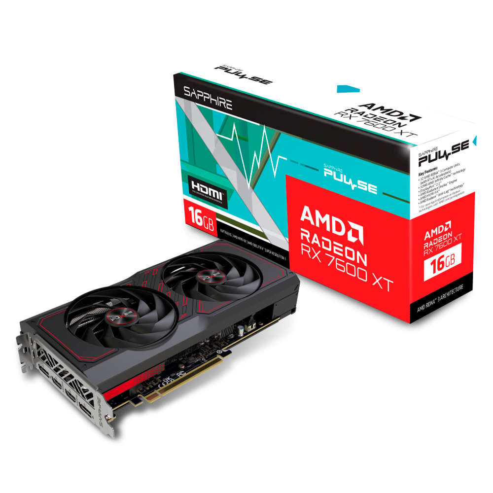 Tarjeta de Video Sapphire AMD Radeon RX 7600 XT, 16GB 128-bit GDRR6, PCI Express 4.0 x8, 11339-04-20G