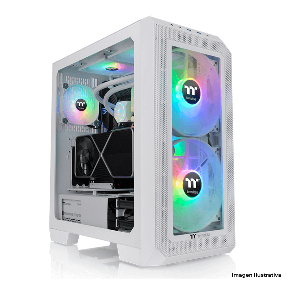 Gabinete Thermaltake View 300 MX Snow, Midi-Tower, ATX/E-ATX/Micro ATX/Mini-ITX, Cristal Templado, USB 3.0, Sin Fuente, 3 Ventiladores Instalados ARGB, Blanco, CA-1P6-00M6WN-00