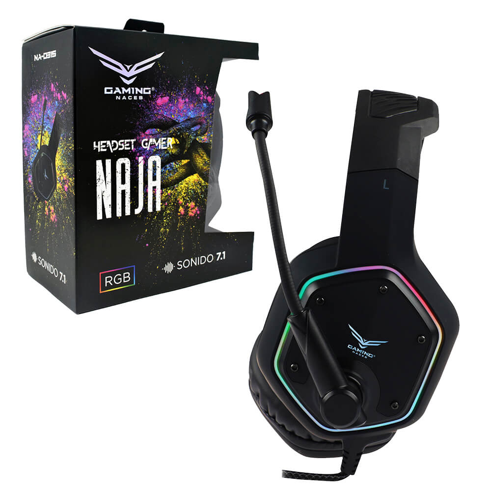 Diadema Gamer Naceb NAJA RGB, 7.1 Canales, USB, Microfono, NA-0315