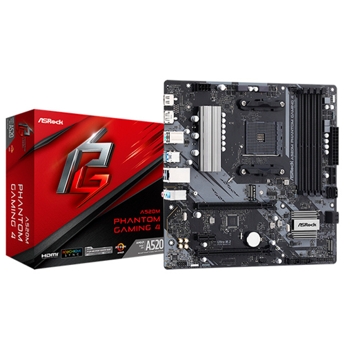 Tarjeta Madre ASRock A520M PHANTOM GAMING 4, Micro-ATX, AM4, A520, HDMI, Up To 128GB DDR4, A520M PHANTOM GAMING 4