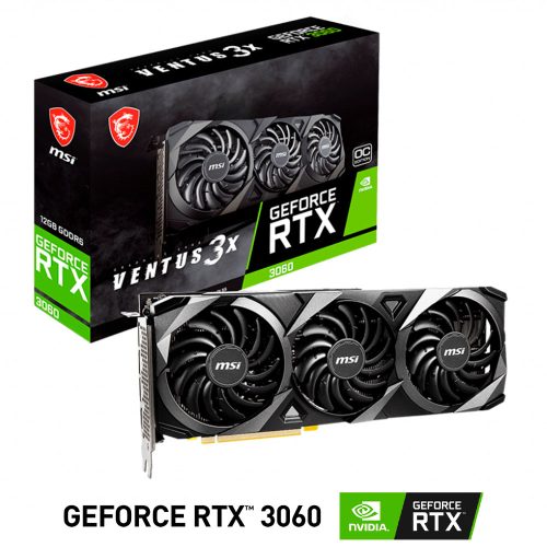 Tarjeta de Video Nvidia GeForce RTX 3060 OC, 12GB GDDR6, MSI VENTUS 3X LHR, 912-V397-051, 3 AÑOS DE GARANTIA NACIONAL