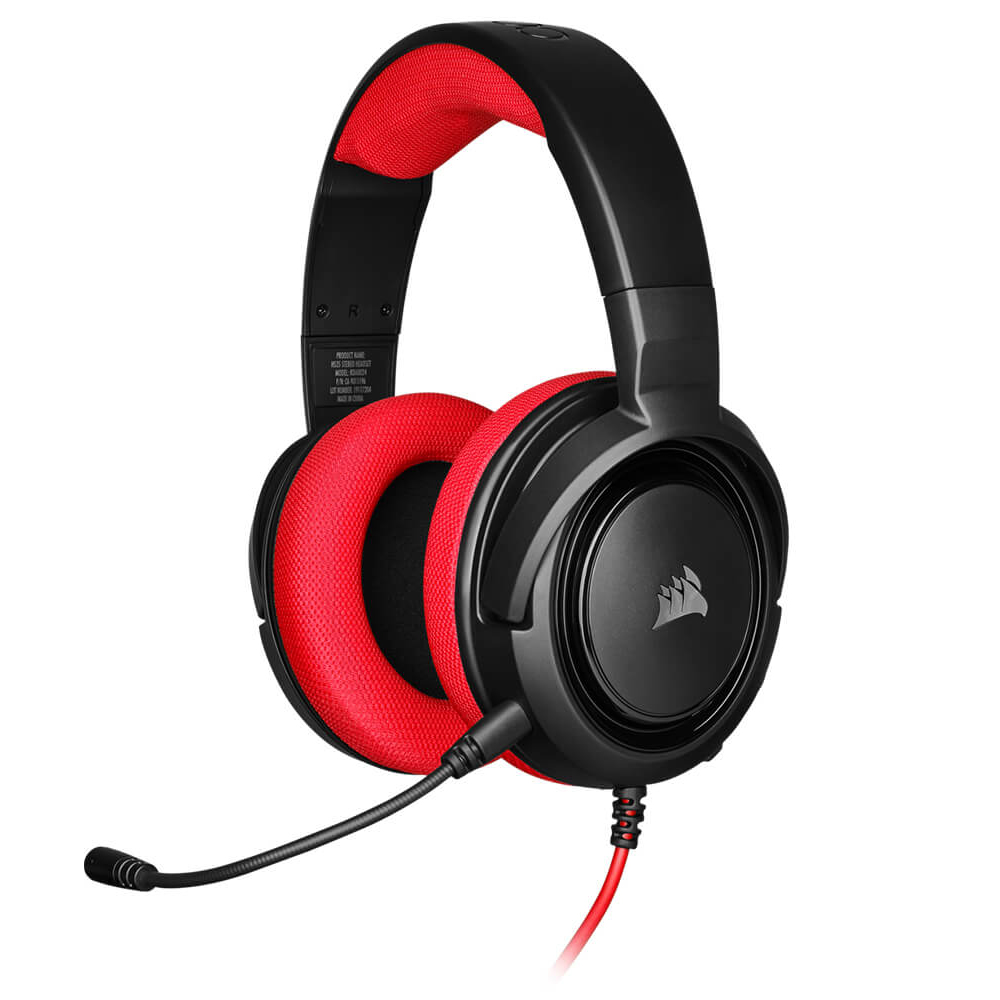 Diadema Corsair HS35 Roja con Microfono Alambrica Estereo 3.5mm, PC - PS4 - XBOX ONE - Switch, CA-9011198-NA