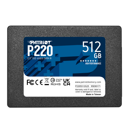Unidad de Estado Solido SSD Patriot P220 NVMe, 512GB, 2.5", 500MB/s Escritura, 550MB/s Lectura, SATA III, P220S512G25 /MAX. 1 X CLIENTE