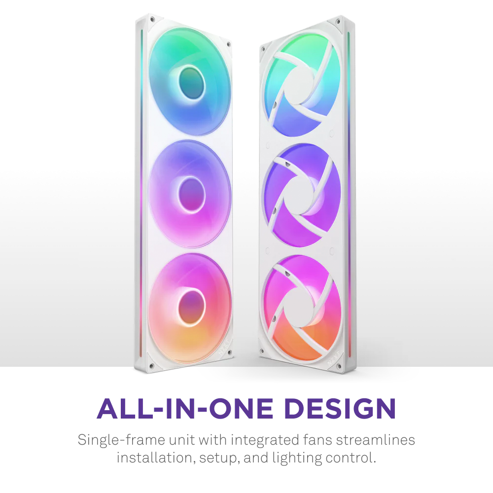 Unidad de Ventilador Monocasco NZXT F420 RGB Core, De un Solo Marco, 420mm, 3 Ventiladores RGB de 140mm, Control de Velocidad e Iluminación, Alta presión Estática y Flujo de Aire, RF-U42HF-W1/ NAVIDAD - Image 2