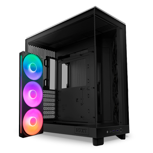 Bundle Gabinete NZXT H6 FLOW BLACK, Cristal Templado, Mini-ITX, Micro-ATX, ATX, USB 3.2, USB 3.2 Gen.2 Tipo C, Sin Fuente, Negro + Unidad de Ventilador monocasco