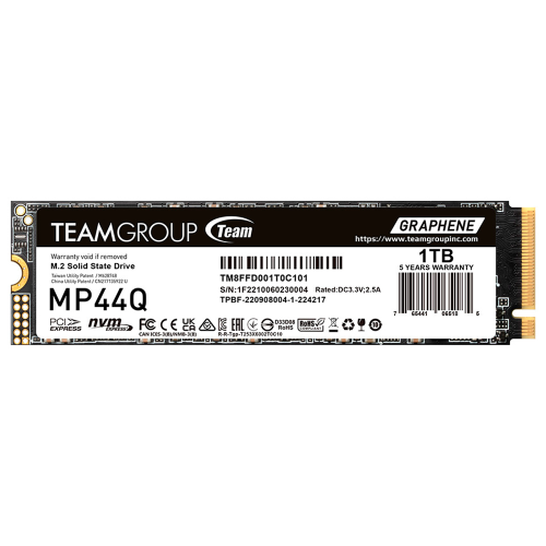 Unidad de Estado Sólido SSD Team Group MP44Q NVMe, 1TB, PCI Express 4.0, M.2, TM8FFD001T0C101 /MAX. 1 X CLIENTE