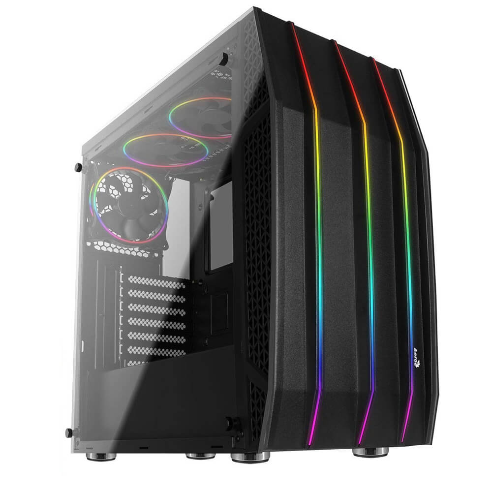 Gabinete Aerocool Klaw TG RGB, Negro, Cristal Templado, ATX, USB 3.0, HD Audio