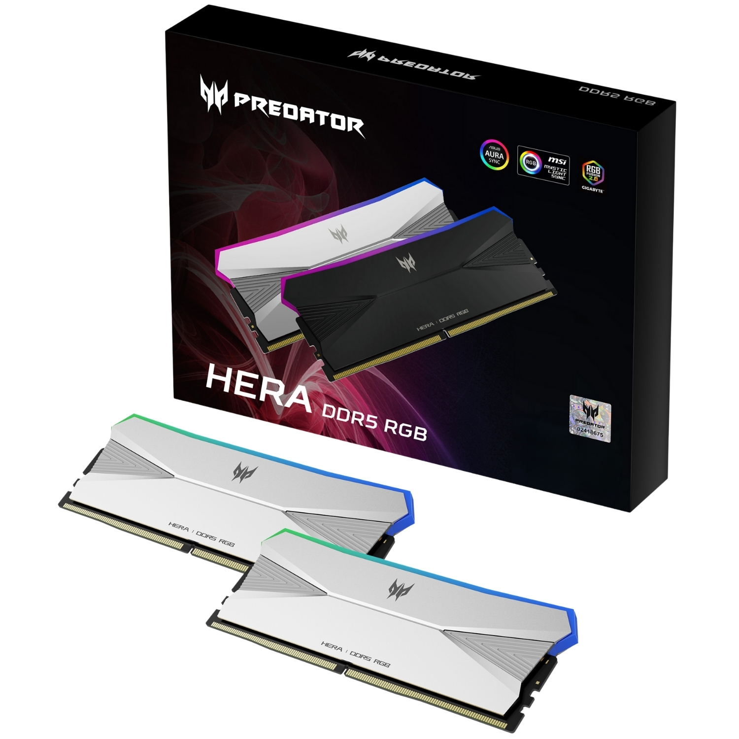 Kit Memoria RAM RGB PREDATOR Hera DDR5, 6400 MT/s, 64GB (2x32GB), Non ECC, XMP 3.0 y AMD EXPO, CL32, Color Plata, Chip Hynix A Die, OC PMIC, RGB Premium, Disipador 2mm, BL.9BWWR.530, NEWB, NEWB2 /MAX. 1 X CLIENTE - Image 2