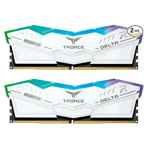 Kit Memoria RAM Team Group T-Force Delta RGB DDR5, 6000MHz, 32GB (2 x 16GB), CL38, XMP, Blanco, FF4D532G6000HC38ADC01 /MAX. 1 X CLIENTE
