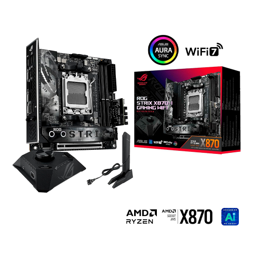 Tarjeta Madre ASUS ROG Strix X870-I Gaming WiFi, AM5, Mini ITX, Dynamic OC Switcher, Core Flex, DDR5 AEMP, WiFi7, 2X M.2, PCIe®5.0, Q-Release Slim, USB4, AI OCing &, ROG STRIX X870-I GAMING WIFI