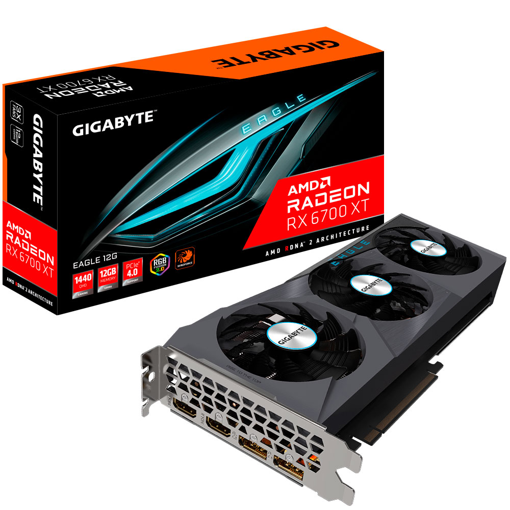 Tarjeta de video Radeon RX 6700 XT 12GB GDDR6, Gigabyte Gaming, HDMI, DP/ PCI-e 4.0, RDNA 2, GV-R67XTEAGLE-12G, 3 AÑOS DE GARANTIA NACIONAL