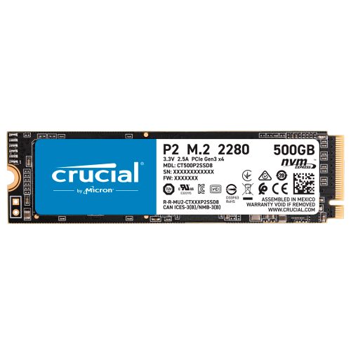 Unidad de Estado Solido SSD M.2 NVMe, 500GB Crucial P2, CT500P2SSD8 /MAX. 1 X CLIENTE