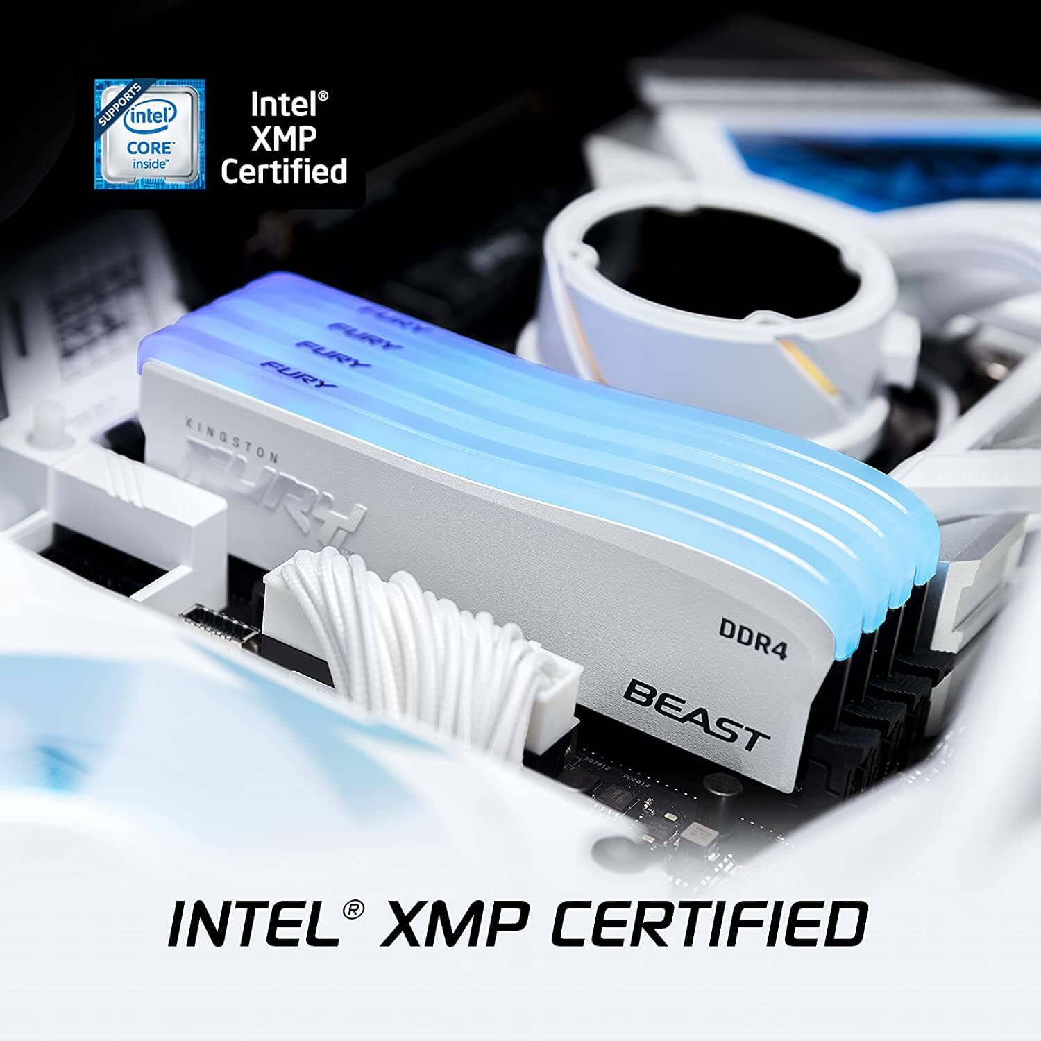 Memoria RAM Kingston Fury Beast White RGB SE, DDR4, 16GB Kit (2x8GB), 3600MT/s, CL 17, DIMM 288-Pin, KF436C17BWAK2/16, promofury /MAX. 1 X CLIENTE - Image 4