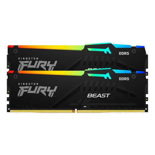 Kit Memoria RAM Kingston FURY Beast RGB DDR5, 6000MHz, 64GB (2x 32GB), Non-ECC, CL40, XMP, KF560C40BBAK2-64 /MAX. 1 X CLIENTE