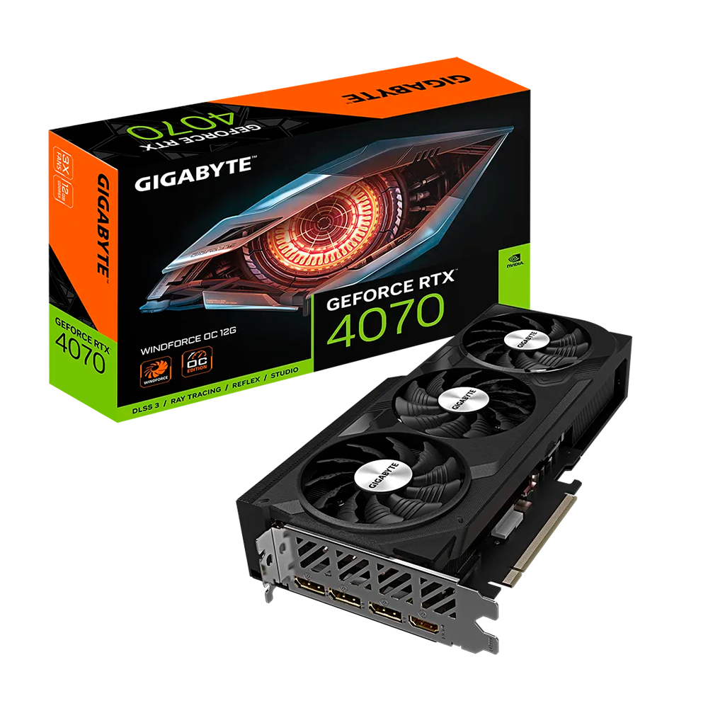Tarjeta de Video Gigabyte GeForce RTX 4070 WindForce OC 12Gb Nvidia GDDR6X PCI Express, GV-N4070WF3OC-12GD
