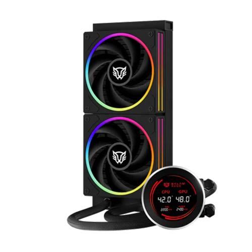 Enfriamiento Líquido BALAM RUSH HYDROX EXPERT HYX24, 240mm, ARGB, 4 Pines 2200RPM, TDP 250W, LGA1700 AM5, Display de Monitoreo, Negro, BR-941846