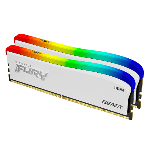 Memoria RAM Kingston Fury Beast White RGB SE, DDR4, 32GB Kit (2x16GB), 3200MT/s, CL 17, DIMM 288-Pin, KF432C16BWAK2/32 /MAX. 1 X CLIENTE