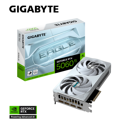 Tarjeta de Video GIGABYTE NVIDIA GeForce RTX 5060 Ti OC ICE, 16GB, 128-bit GDDR7, PCI Express Gen 5, GV-N506TEAGLEOC ICE-16GD