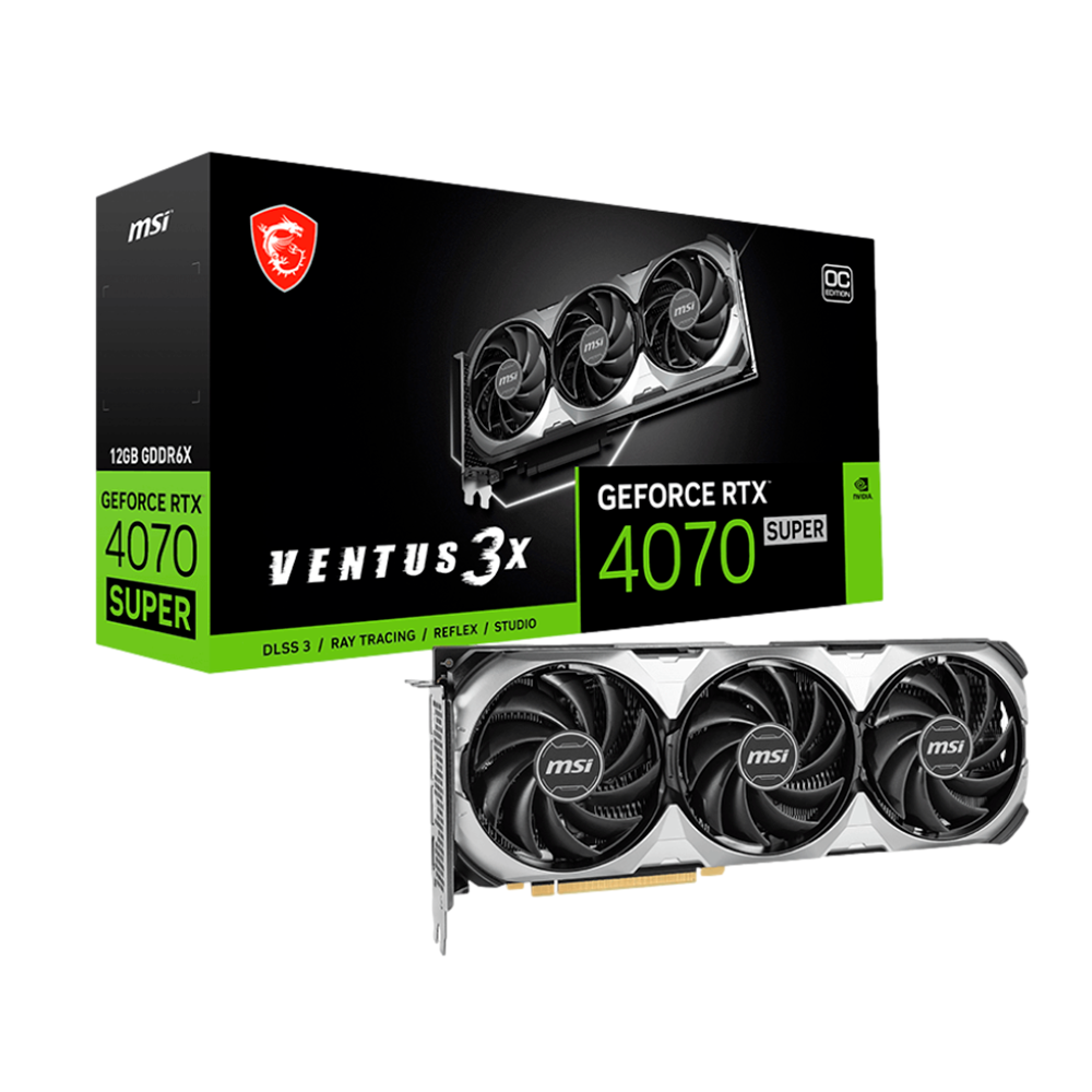 Tarjeta Video MSI Geforce RTX 4070 SUPER VENTUS 3X, 12GB OC GDDR6X, 912-V513-643