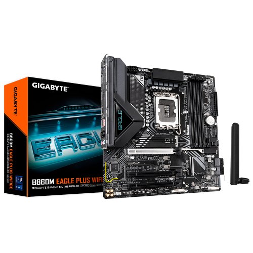 Tarjeta Madre Gigabyte B860M EAGLE PLUS WIFI6E, Micro-ATX, LGA1851, B860, Up to 256GB DDR5, HDMI/DP, B860M EAGLE P WIFI6E