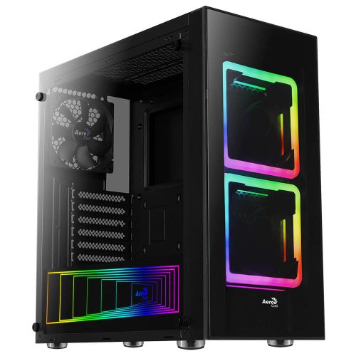 Gabinete Aerocool Tor RGB, Negro, Cristal Templado, ATX, USB 3.0, HD Audio