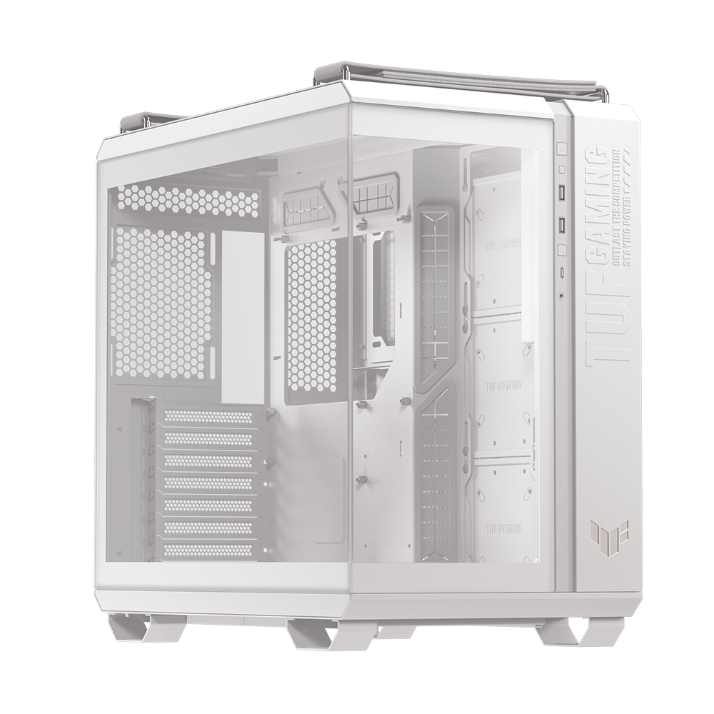Gabinete ASUS TUF GAMING GT502 HORIZON, Midi-Tower, Mini-ITX/Micro-ATX/ATX, USB 3.2, Back Connect Compatible, Cristal Templado, GeForce RTX 50 Ready, Blanco, GT502 FV/WHT/TG
