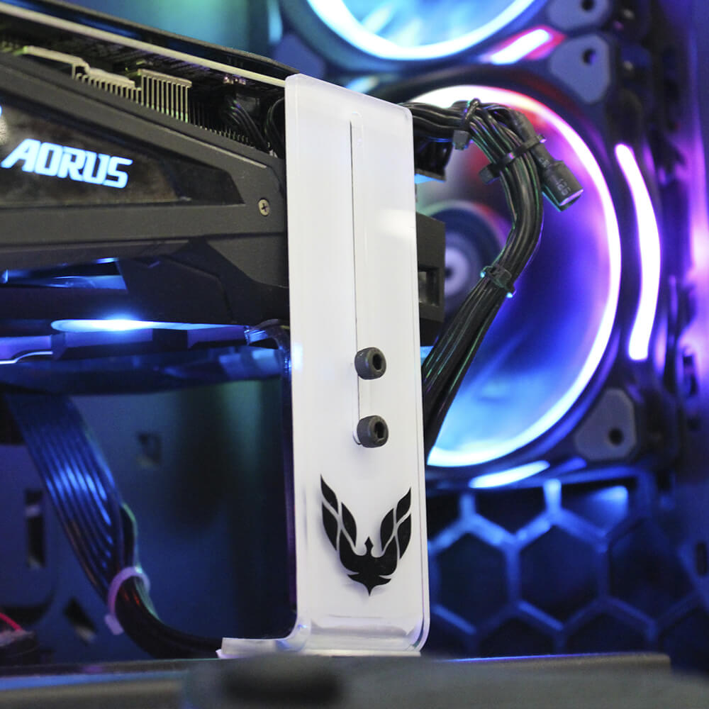 Soporte para tarjeta de video PRIDE, Compatible con cualquier gabinete y tarjeta de video, Color blanco