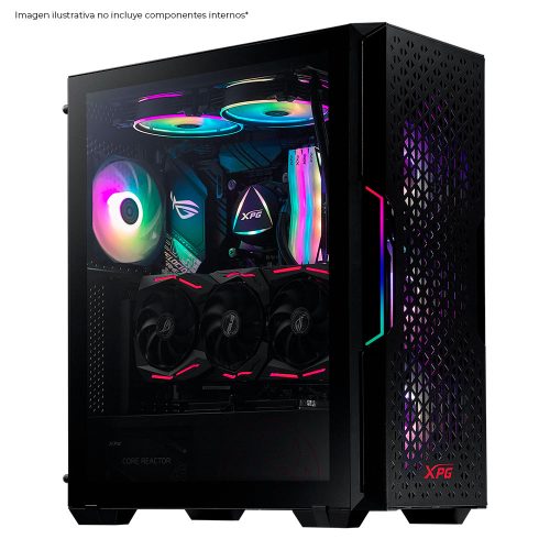 Gabinete XPG STARKER AIR BLACK, Cristal Templado, ARGB LED, ATX, USB 3.0, 2 Ventiladores (1 ARGB), Audio HD - STARKERAIR-BKCWW