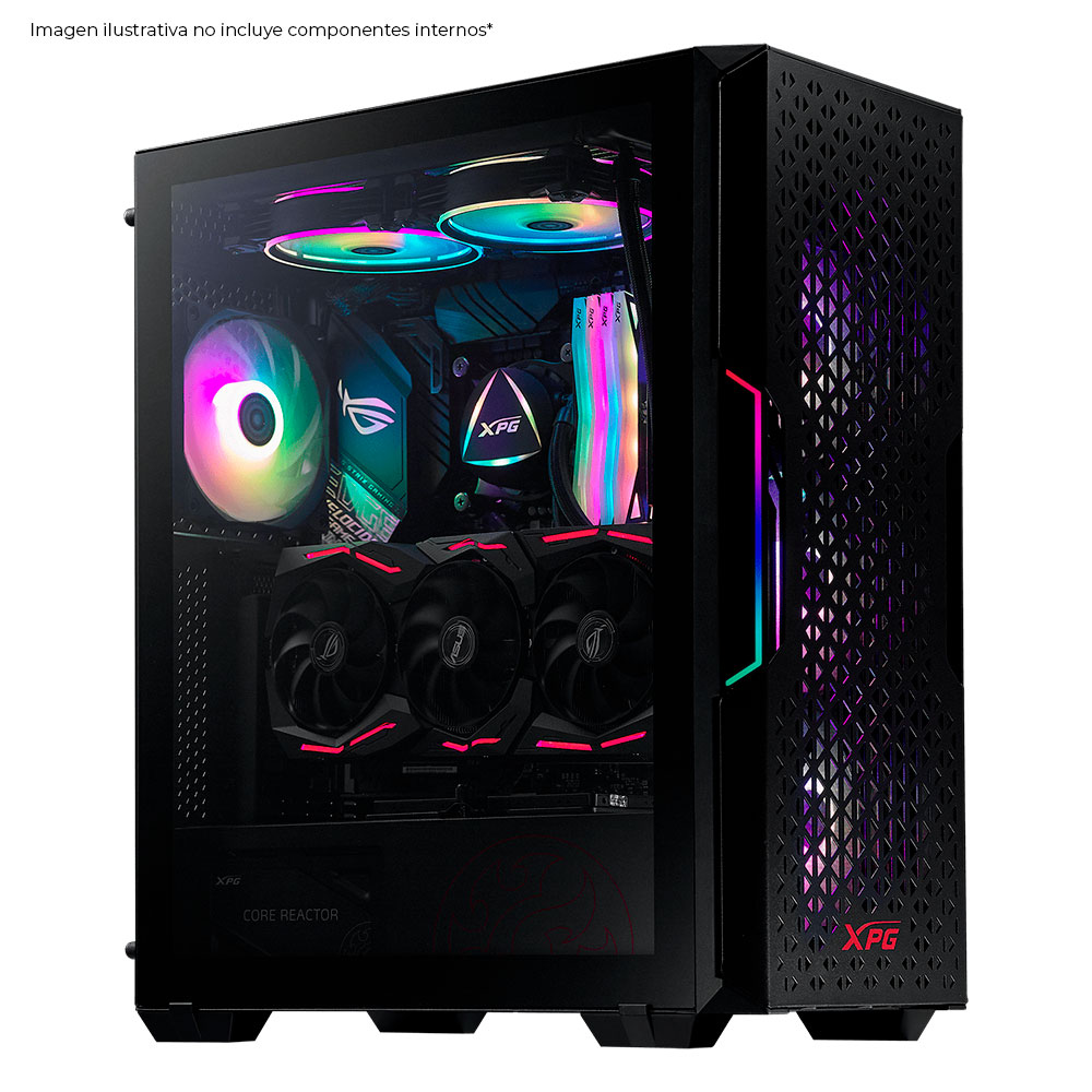 Gabinete XPG STARKER AIR BLACK, Cristal Templado, ARGB LED, ATX, USB 3.0, 2 Ventiladores (1 ARGB), Audio HD - STARKERAIR-BKCWW