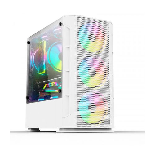 Gabinete Yeyian HAIZEN Serie 2500 White/ Micro-ATX, Cristal Templado, Sin Fuente - Incluye 3 Ventiladores ARGB 120mm Frontal, YCH-042820