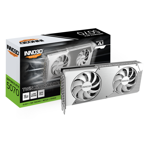 Tarjeta de Video INNO3D NVIDIA GeForce RTX 5070 TWIN X2 OC Edition, 12GB GDDR7, DisplayPort x3, HDMI, White, N50702-12D7X-195064W, RTXS50
