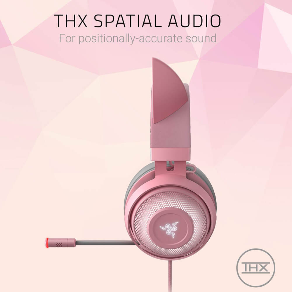 Diadema Gamer Razer Kraken Kitty Quartz Edition, RGB Razer Chroma, 7.1Canales THX Certified, RZ04-02980200-R3M1 - Image 5