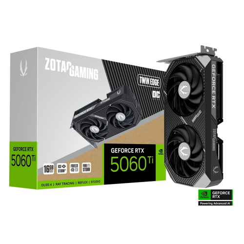 Tarjeta de Video Zotac NVIDIA GeForce RTX 5060 Ti TWIN EDGE OC Edition, 16GB, 128-bit GDDR7, PCI Express 5.0 x8, ZT-B50620H-10M