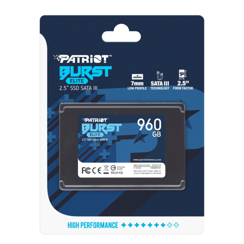 Unidad de Estado Sólido SSD Patriot Burst Elite, 960GB, 2.5", 320 MB/s Escritura, 450MB/s Lectura, SATA III, PBE960GS25SSDR /MAX. 1 X CLIENTE