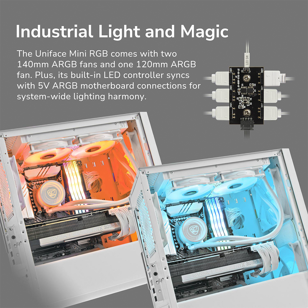 Gabinete Cougar Uniface Mini RGB, Mini-Tower, Micro-ATX/Mini-ITX, Sin Fuente, 3 Ventiladores Instalados, USB 2.0/3.0, White, 3855C90.0004 - Image 7