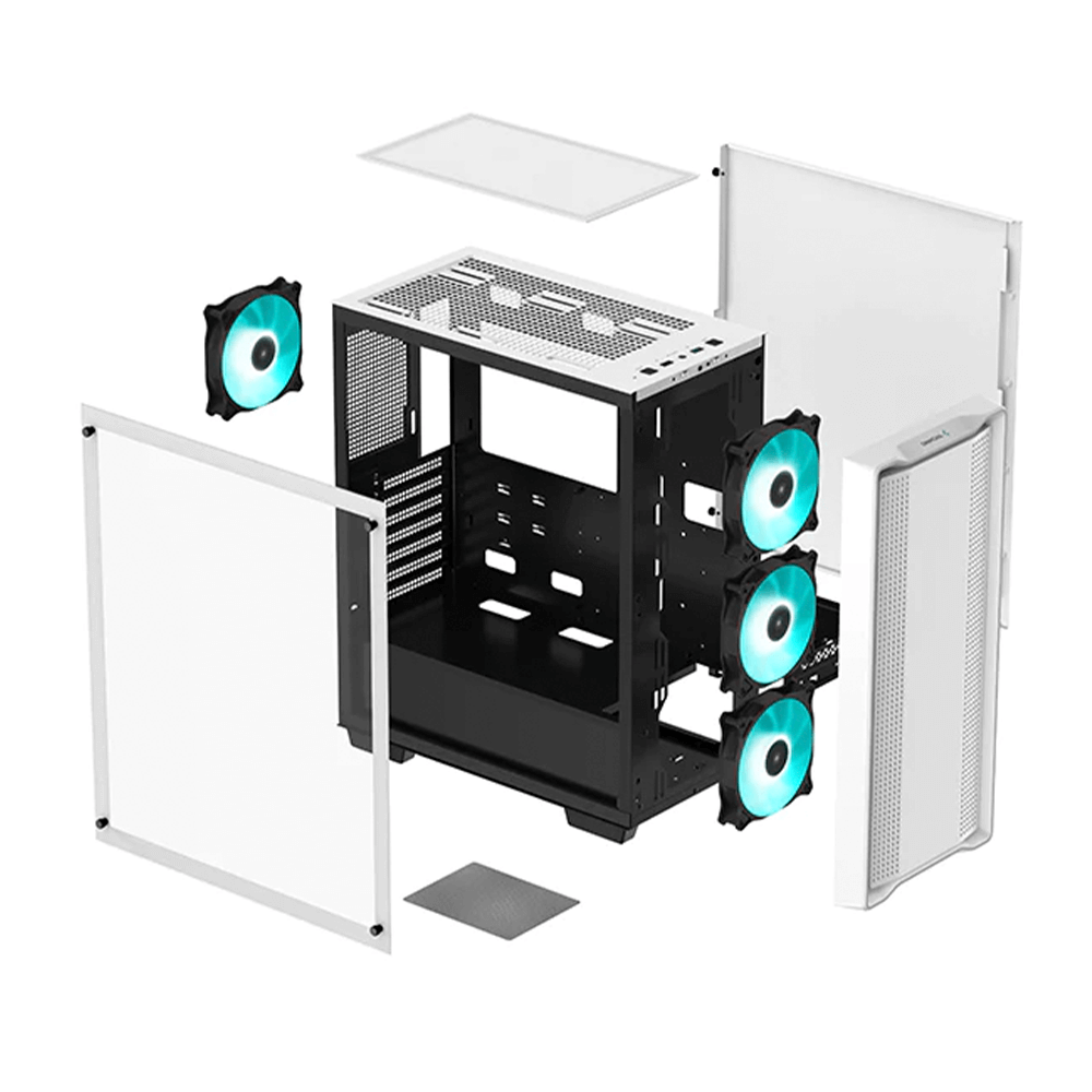 Gabinete Gamer DeepCool CC560 LED, Cristal Templado, Midi-Tower, Mini-ITX/Micro-ATX/ATX, USB 2.0/3.0, Sin Fuente, 4 Ventiladores Instalados, Blanco, R-CC560-WHGAA4-G-1 - Image 5