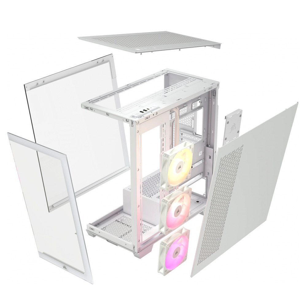 Gabinete Corsair 3500X ARGB, Midi-Tower, Mini-ITX/Micro-ATX/ATX/E-ATX, USB 3.2, Sin Fuente, 3 Ventiladores RS120 RGB Instalados, Blanco, CC-9011279-WW - Image 6