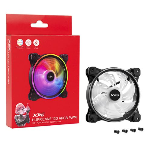 Ventilador para Gabinete XPG Hurricane 120mm, ARGB Led de Doble Anillo, HURRICANE120ARGBPWM-BKCWW