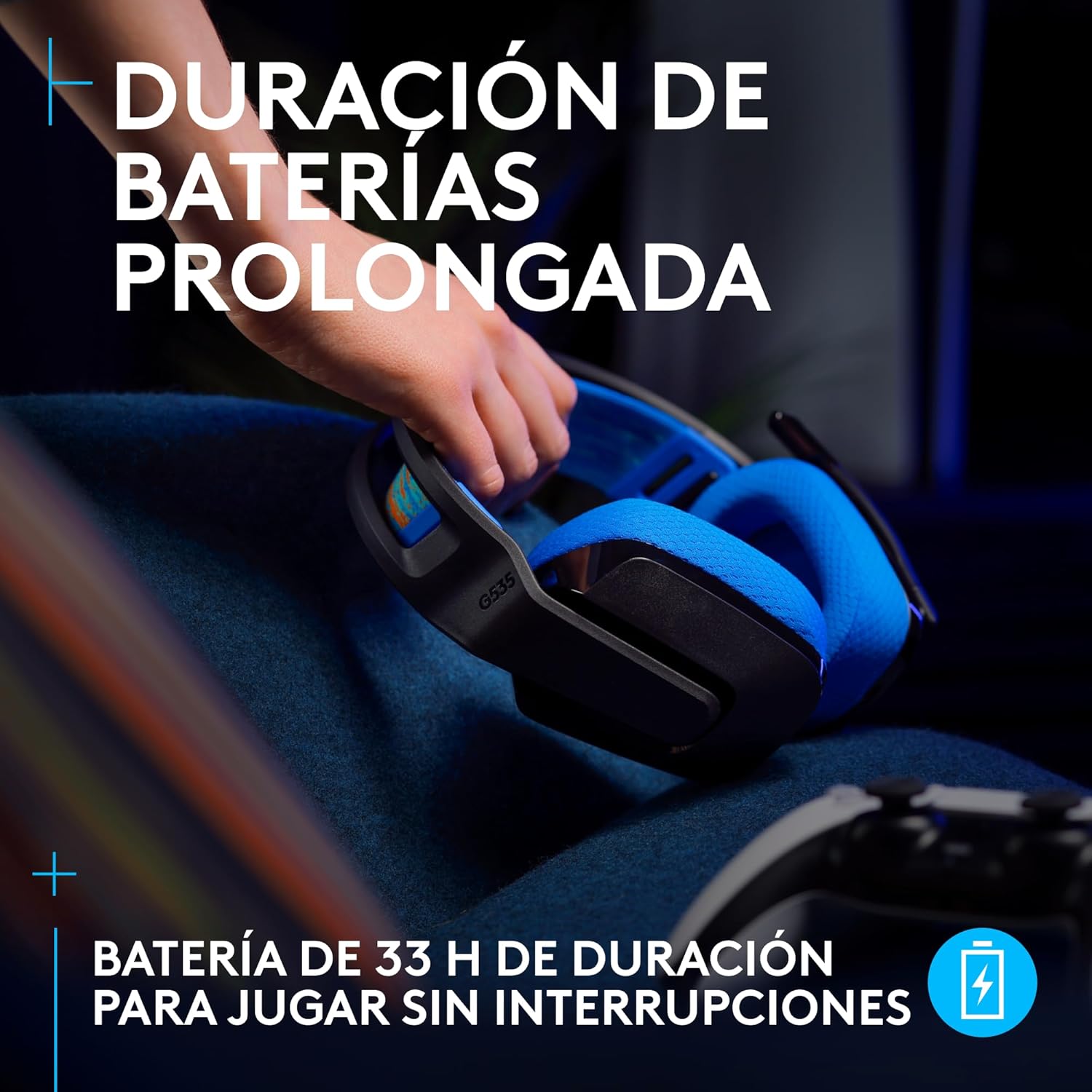 Diadema Gamer Logitech G535 Lightspeed Wireless, Microfono, Azul, 939-002218/ NAVIDAD - Image 3