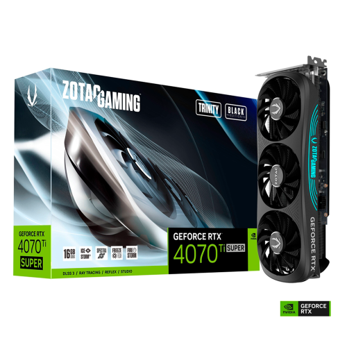 Tarjeta Video Zotac Gaming Geforce RTX 4070Ti SUPER TRINITY BLACK, 16GB GDDR6X, ZT-40730D-10P