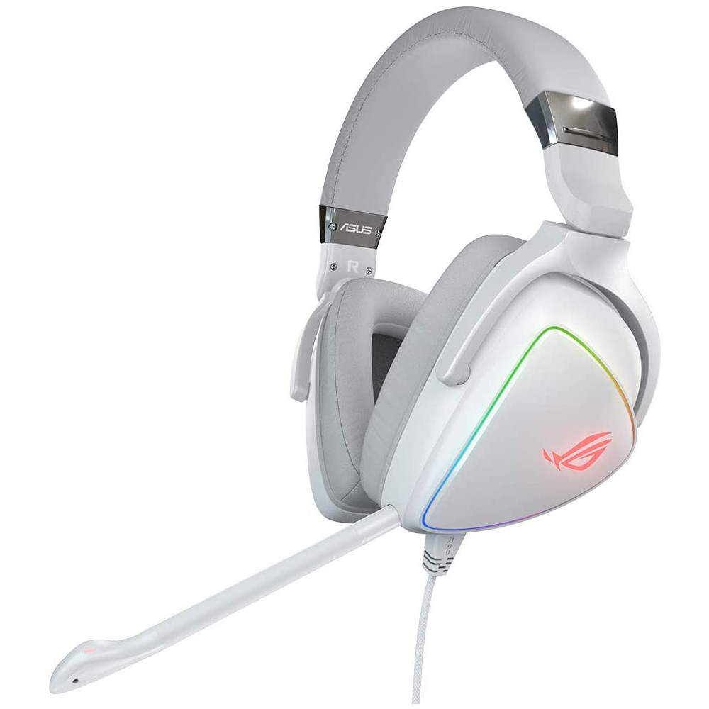 Diadema Gamer Asus ROG DELTA White/ RGB Aura Sync, PC - PS4 - Xbox One - Nintendo Switch - Tablet - Smartphone (Tipo C), 7.1 Canales (solo PC), Quad DAC Hi-Fi ESS