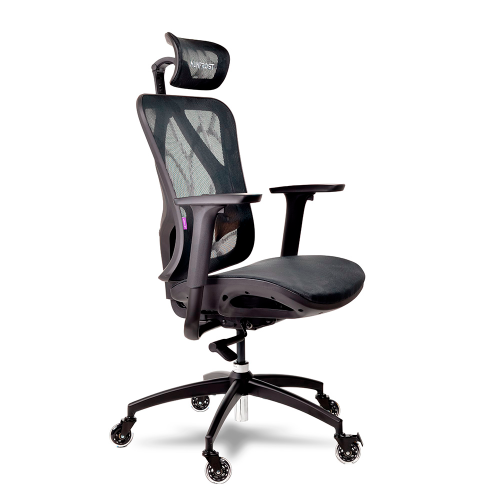 Silla Gamer Munfrost Nexus, Color Negro, Reclinable /Con Soporte Lumbar, Hasta 180kg, Ruedas Tipo Patín, Pistón Clase 4