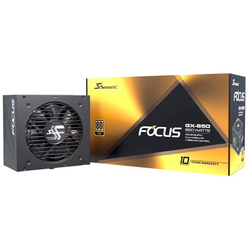 Fuente de Poder Seasonic Focus GX-850, 850W 80+ Gold, Completamente modular, Bajo ruido, Condensador japonés premium, SSR-850FX