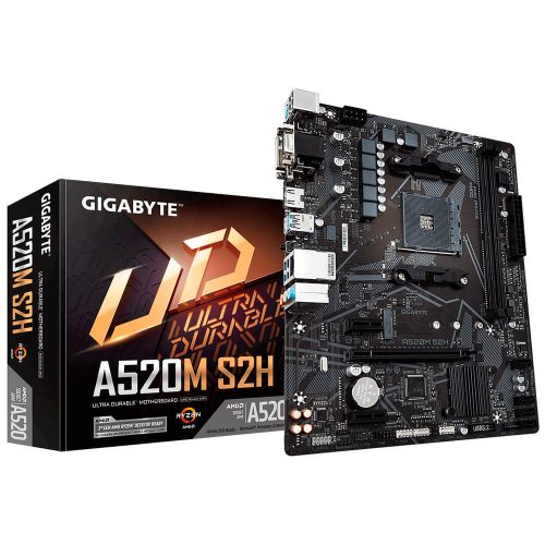 Tarjeta Madre Gigabyte A520M-S2H, AM4, AMD RYZEN 3000 SERIES, Micro-ATX //