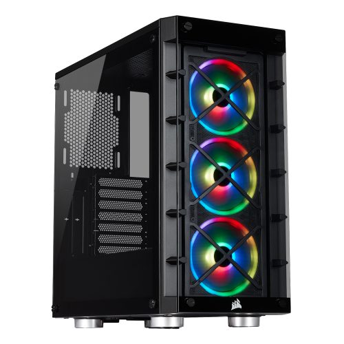 Gabinete Corsair ICUE 465X RGB Black, Cristal Templado Completamente, USB 3.0, Audio HD, Ventiladores RGB x3 120mm - CC-9011188-WW