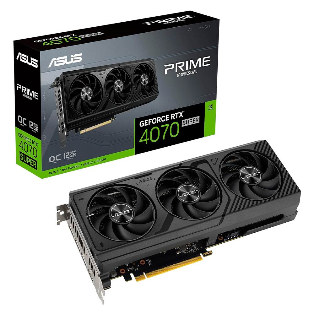 Tarjeta de Video ASUS Prime GeForce RTX 4070 Super OC Edition, 12GB, GDDR6X, (PCIe® 4.0, 12GB GDDR6X, DLSS 3, HDMI 2.1a, DisplayPort™ 1.4a, PRIME-RTX4070S-O12G