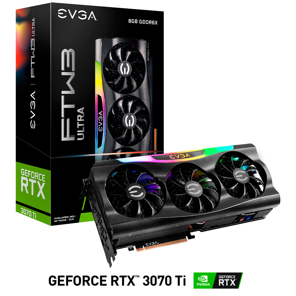 Tarjeta de Video Nvidia GeForce RTX 3070 TI, EVGA FTW3 ULTRA GAMING LHR, 08G-P5-3797-KL, 3 AÑOS DE GARANTIA
